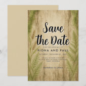 Rustikale Barriere- und Mosswaldkarte Save the Dat Date (Vorne/Hinten)