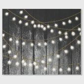 Rustikale Barschschwarz Holz Gold String Lights Geschenkpapier (Flach)