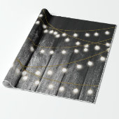 Rustikale Barschschwarz Holz Gold String Lights Geschenkpapier (Ungerollt)