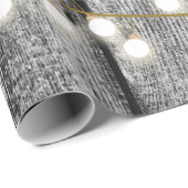 Rustikale Barschschwarz Holz Gold String Lights Geschenkpapier (Rolleneckpunkt)