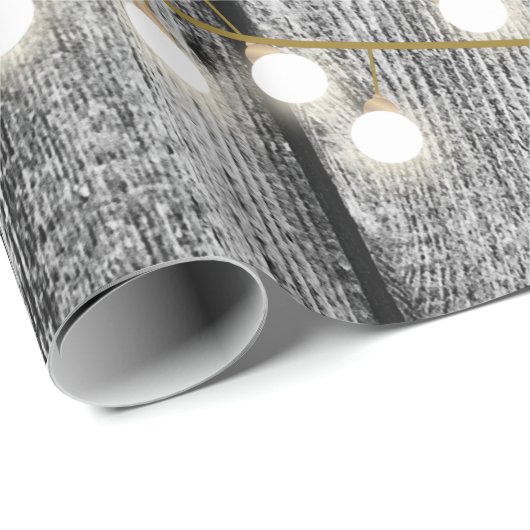Rustikale Barschschwarz Holz Gold String Lights Geschenkpapier (Rolleneckpunkt)