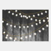 Rustikale Barschschwarz Holz Gold String Lights Geschenkpapier Set (Vorderseite 3)