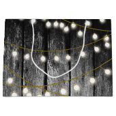 Rustikale Barschschwarz Holz Gold String Lights Große Geschenktüte (Vorderseite)