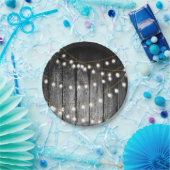 Rustikale Barschschwarz Holz Gold String Lights Pappteller (Party)