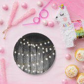 Rustikale Barschschwarz Holz Gold String Lights Pappteller (Party)