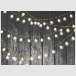 Rustikale Barschschwarz Holz Gold String Lights Seidenpapier