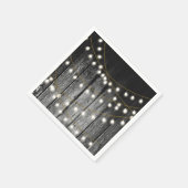 Rustikale Barschschwarz Holz Gold String Lights Serviette (Ecke)