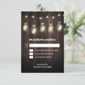 Rustikale Bartholz-Mason Jar Wedding RSVP-Karten RSVP Karte (Stehend Vorderseite)