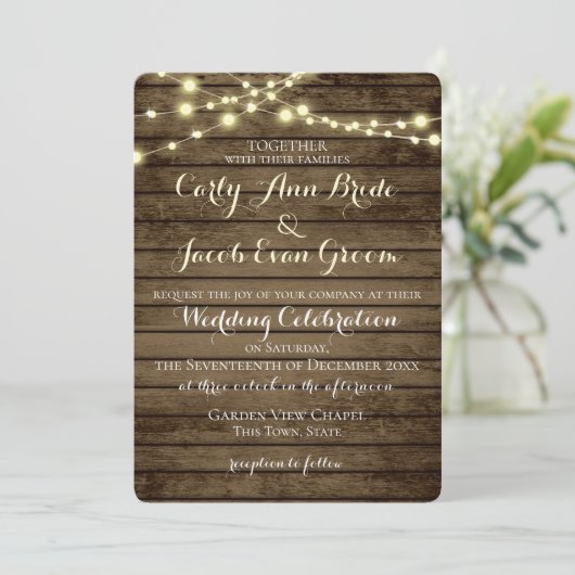 Rustikale Bartholzleuchten Einladung (Stehend Vorderseite)