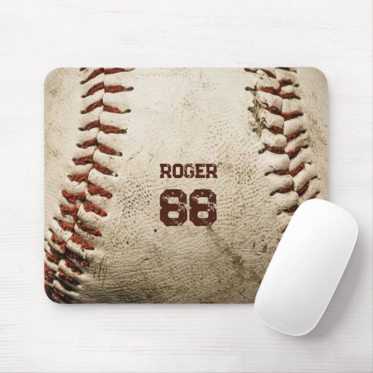 Rustikale Baseball-Initialen Nummer Vintage Mousepad (Mit Mouse)