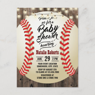 Rustikale Baseball-Scheune-Holz-Sport-Baby-Party Einladung