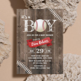 Rustikale Baseball Sporthalle Wood Boy Babydusche Einladung