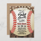 Rustikale Baseballdusche für Holzsportarten Einladung (Vorne/Hinten)