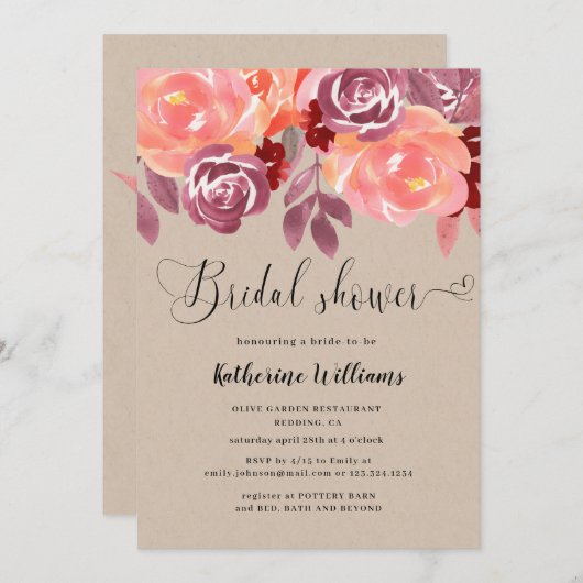 rustikale Bauern Braudusche Einladung (Vorne/Hinten)