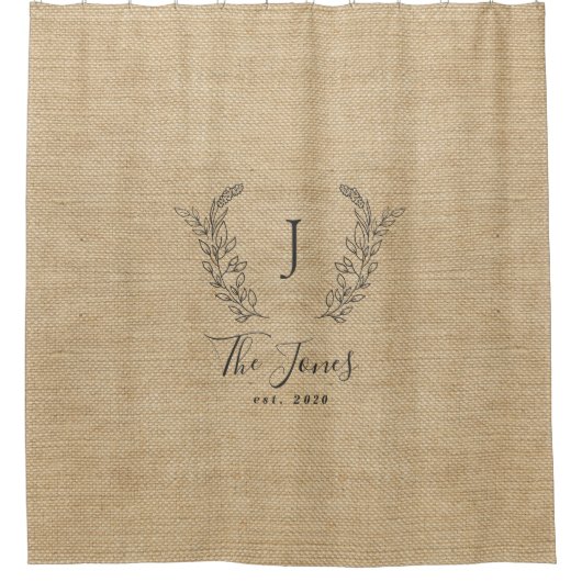 Rustikale Bauernfamilie mit Monogramm Imitate begr Duschvorhang (Vorderseite)