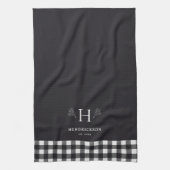 Rustikale Bauernfamilie Name Monogram Geschirrtuch (Vertikal)