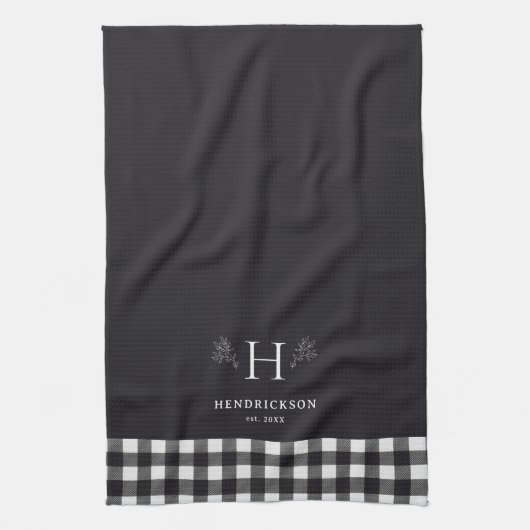 Rustikale Bauernfamilie Name Monogram Geschirrtuch (Vertikal)