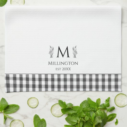 Rustikale Bauernfamilie Name Monogram Geschirrtuch (Gefaltet)