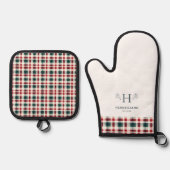 Rustikale Bauernfamilie Name Monogram Ofenhandschuh & Topflappen-Set (Vorderseite)