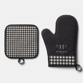 Rustikale Bauernfamilie Name Monogram Ofenhandschuh & Topflappen-Set (Vorderseite)