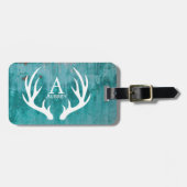 Rustikale Bauernhaus-Geweihe u. aquamarines Gepäckanhänger (Vorderseite horizontal)