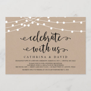 Rustikale Bauernhaus-Lichterkette, Kraft Hochzeit  Einladung