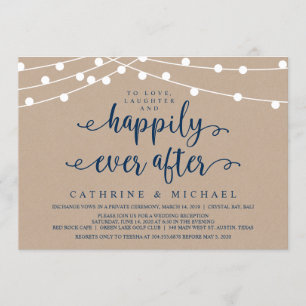 Rustikale Bauernhaus-Lichterkette, Navy-Hochzeits- Einladung