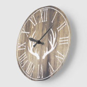 Rustikale Bauernhäuser Imitate Stall Wood & Antler Große Wanduhr (Winkel)