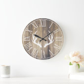 Rustikale Bauernhäuser Imitate Stall Wood & Antler Große Wanduhr (Zuhause)