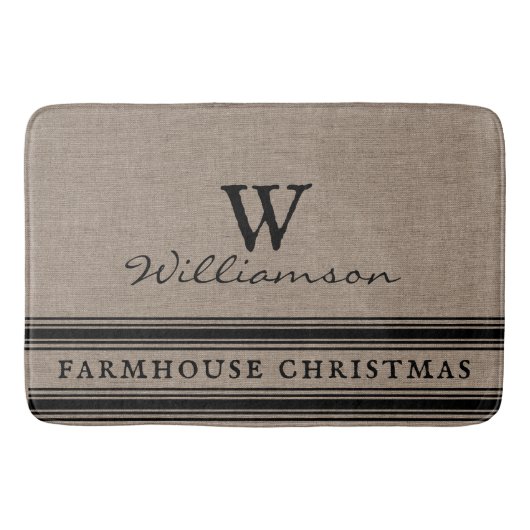 Rustikale Bauernhäuser Weihnachten Ticken Burlap M Badematte (Vorderseite)