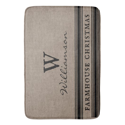 Rustikale Bauernhäuser Weihnachten Ticken Burlap M Badematte (Vorderseite Vertikal)