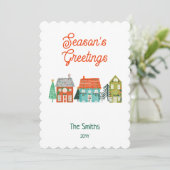 Rustikale Bauernhäuser Weihnachtshäuser Feiertagskarte (Stehend Vorderseite)