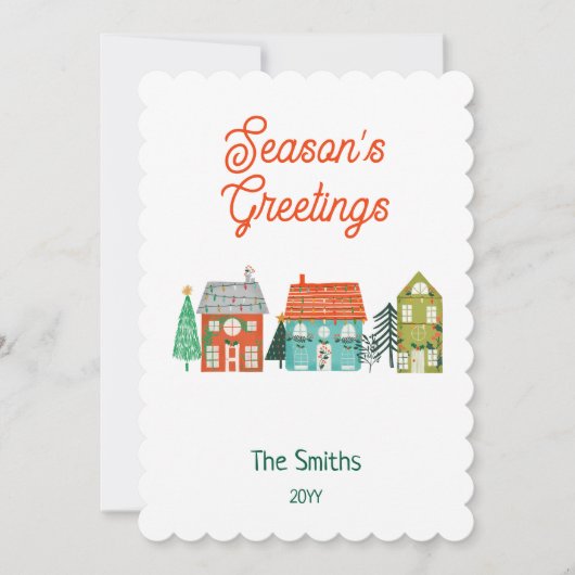 Rustikale Bauernhäuser Weihnachtshäuser Feiertagskarte (Vorderseite)