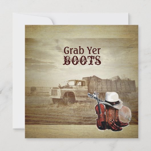 Rustikale Bauernhof-LKW-Western-Land-Hochzeit Einladung (Vorderseite)