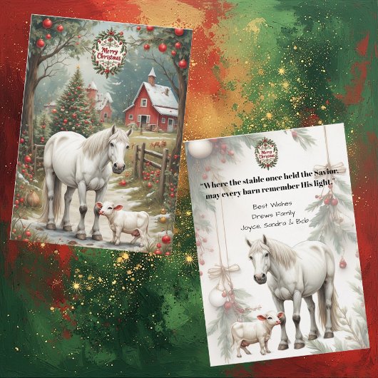 Rustikale Bauernhof-Pferde Rote Scheune Frohe Weih