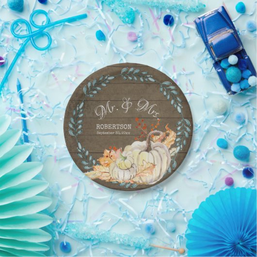 Rustikale Bauernhöfe Herbstleaf Wasserfarbenkürbis Pappteller (Party)