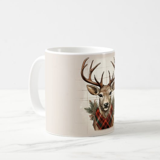 Rustikale Bauernhöfe Schätze mit Kariertem Hirsch Kaffeetasse (Vorderseite Links)