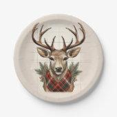 Rustikale Bauernhöfe Schätze mit Kariertem Hirsch Pappteller (Vorderseite)