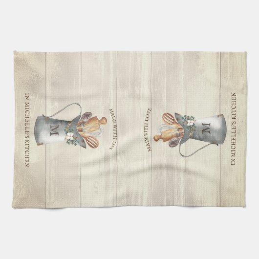 Rustikale Bauernmonogramm Geschirrtuch (Horizontal)
