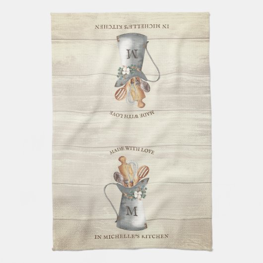 Rustikale Bauernmonogramm Geschirrtuch (Vertikal)