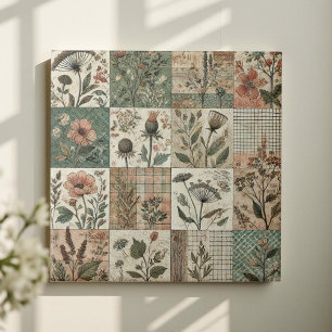 Rustikale Bauernstube Grüne Patchwork Quille Flora Fliese