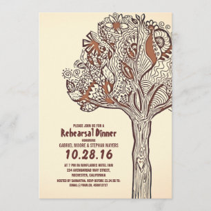 Rustikale Baum-Blumen-Zweige Probeessen Einladung