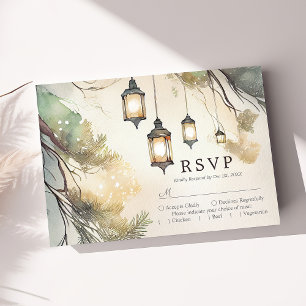 Rustikale Baum Botanische Laternen Hochzeitslichte RSVP Karte