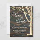 Rustikale Baum Dunkle Holz Schrift Save The Date (Vorderseite)