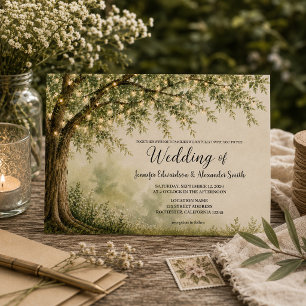 Rustikale Baum-Lichterkette Landhochzeit Einladung
