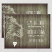 Rustikale Baum mit Herz Save-the-Date-Ankündigung Einladung (Vorne/Hinten)