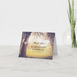 Rustikale Baum-und Holz-Herz-Hochzeit danken Ihnen Dankeskarte