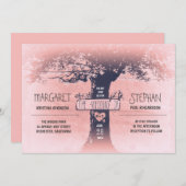 Rustikale Baum- und Streichellichter - Einladung (Vorne/Hinten)