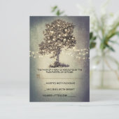 Rustikale Baum- und Streichellichter Hochzeit RSVP Karte (Stehend Vorderseite)