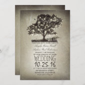 Rustikale Baum- und Streichellichter Hochzeitseinl Einladung (Vorne/Hinten)